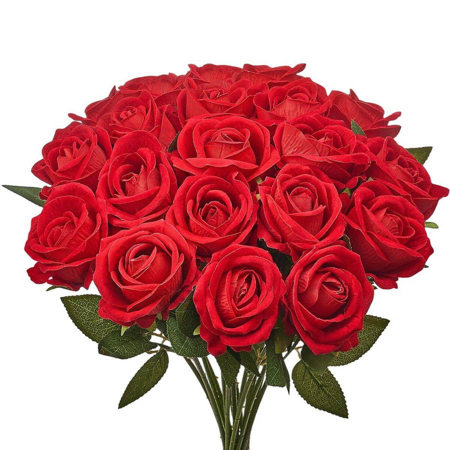 500 Stück Künstliche Rote Rosen von Buying Solutions, MB als Realistischer Strauß aus Samt und PE für Hochzeit, Party und Dekoration - Bild 5