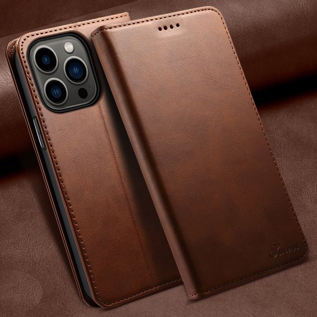 SUTENI Kunstleder Brieftasche Handyhülle Flip-Cover für iPhone Modelle in Beige und Braun - Bild 1