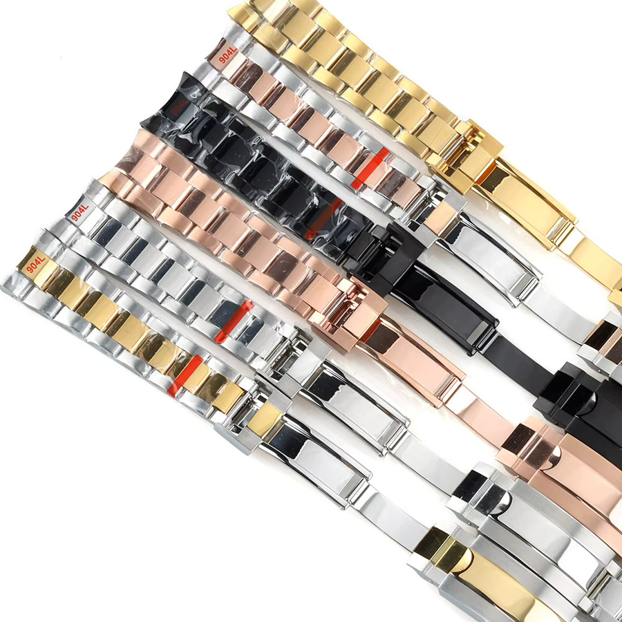 Uhrenarmband Oyster-Armband, 20 mm, Edelstahl, Roségold, Gold, Schwarz - Bild 2