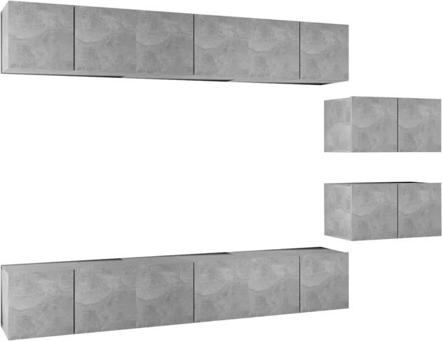 Set aus 8 vidaXL TV-Schränken in Betongrau, moderner Holzwerkstoff für dein Wohnzimmer, Wandmontage, B/T/H: 60 x 30 x 30 cm - Bild 1