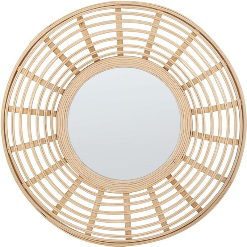 Runder Wandspiegel Hanua aus Bambusholz in Naturfarben Braun und Beige, Durchmesser: 60 cm - Bild 1