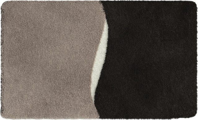 Badematte GELO in Beige und Weiß, rechteckig, aus Polyacryl, waschbar und fußbodenheizunggeeignet - Bild 1