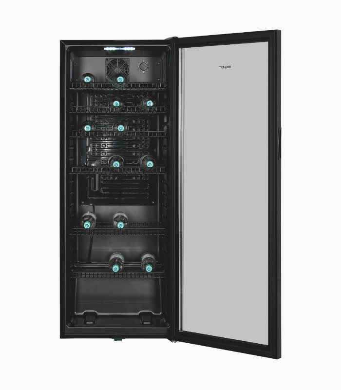 Exquisit Glastürkühlschrank GKS240-GT-160C Schwarz mit 237 l Volumen, Umluftkühlung, 6 Ablagen und Türschloss - Bild 4
