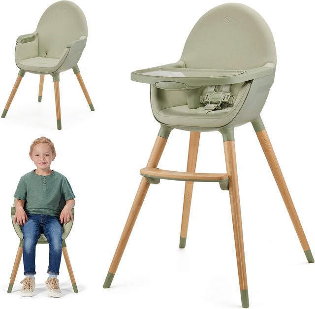 Kinderkraft Hochstuhl FINI 2 in Grün mit Buchelementen und Polsterung - Bild 1