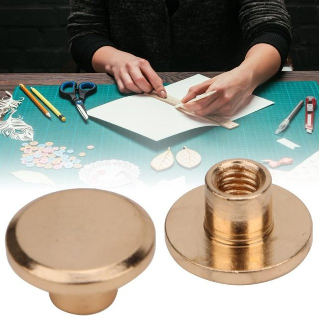 GoolRC 50 Flachkopfnieten aus Messing in Gold, 6,5 mm für Lederhandwerk und DIY-Befestigungen - Bild 1