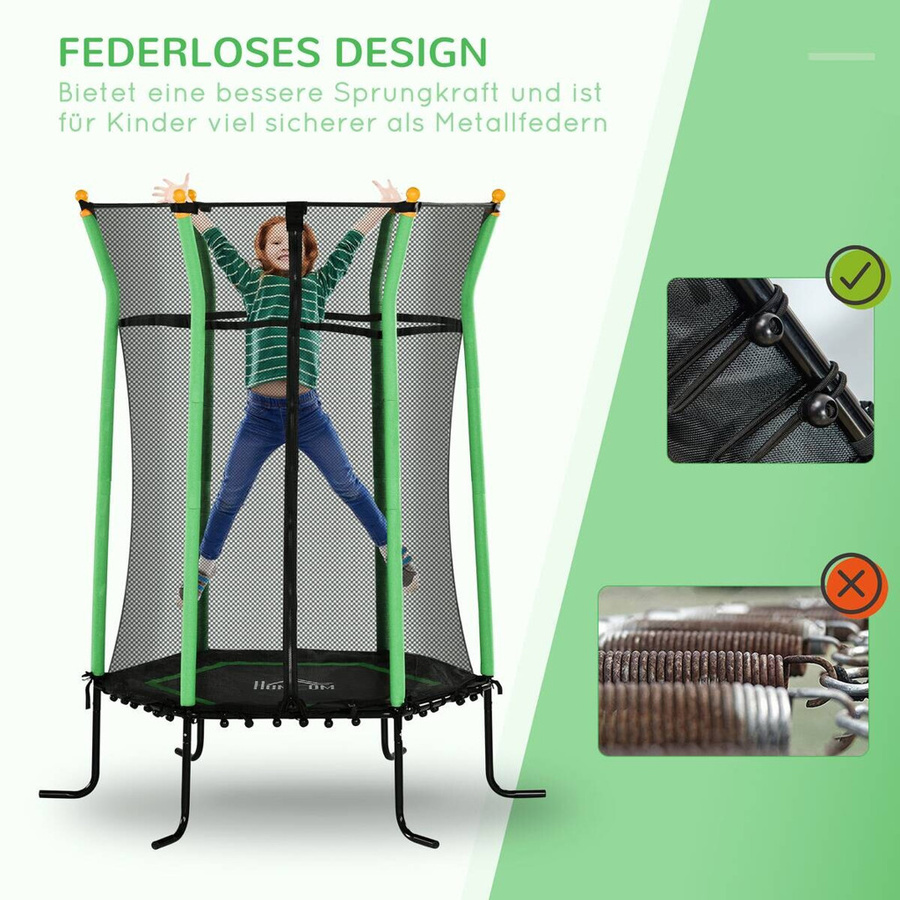HOMCOM Kinder Trampolin mit Sicherheitsnetz Grün - Bild 4
