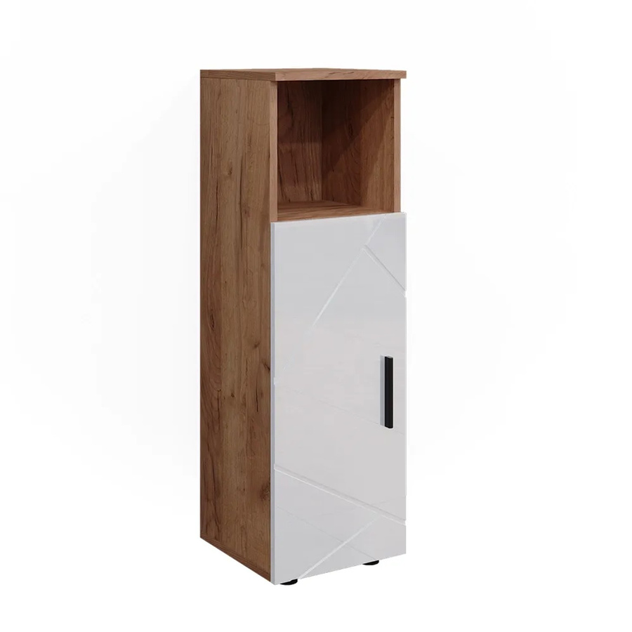 Vicco Midischrank Irma Badschrank Badezimmermöbel Eiche Weiß Hochglanz B/T/H: 30 x 30 x 95 cm - Bild 3