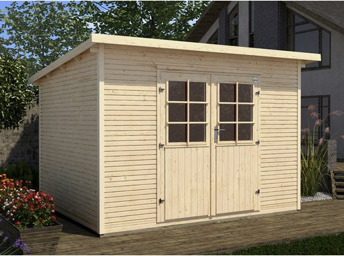 Weka Gartenhaus 219 Gr. 3 aus Holz mit Flachdach und wekaLine in Natur und Beige, B/H/T: 319 x 218 x 300 cm - Bild 3