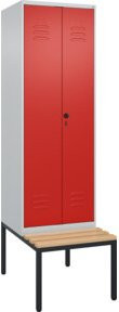 C+P Spind Classic PLUS Schwarz-Weiß mit Sitzbank, 2 Abteile, Sicherheits-Drehriegel, Buche-Hartholz Sitzfläche, B/T/H: 212,0 x 60,0 x 81,5 cm - Bild 1