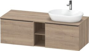 Duravit Waschtischunterschrank D-Neo Wandmontage in Weiß und Eiweißmarmor mit 2 Türen und offenem Regal, B/T/H: 140 x 55 x 45,9 cm - Bild 1