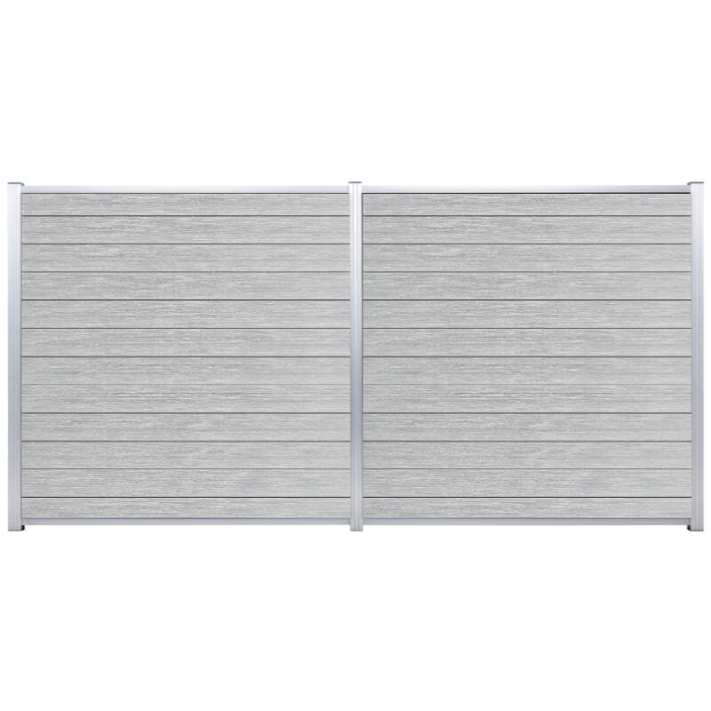 Sichtschutzzaun ELSKOP aus WPC und Aluminium in Beige, Höhe: 175 cm, Breite: 140 cm, Tiefe: 20 cm - Bild 1