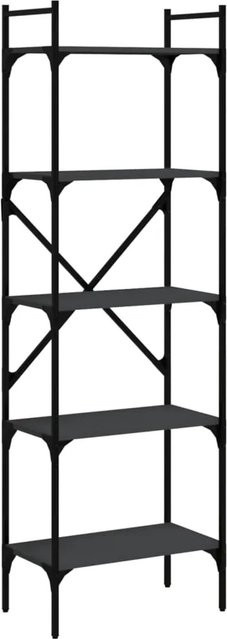 vidaXL Bücherregal mit 5 Fächern in Schwarz, industrieller Stil aus Holzwerkstoff und Metall, B/T/H: 56 x 31,5 x 174 cm - Bild 1