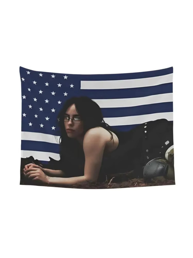 VIKAMA Wandteppich mit amerikanischer Flagge und Pop-Star-Design in Multicolour, B/H: 60 x 40 cm - Bild 2