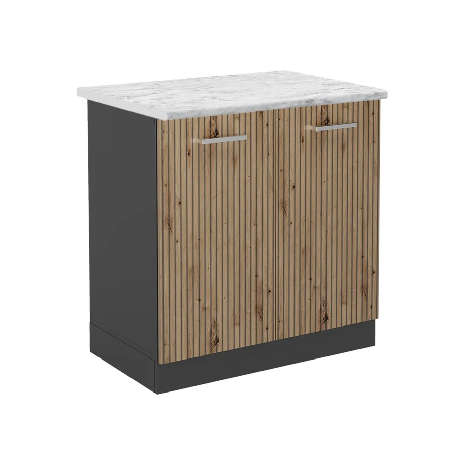 Vicco Spülenunterschrank R-Line Artisan-Eiche/Anthrazit mit Marmor-Optik B/T/H: 80 x 60 x 81,6 cm - Bild 2