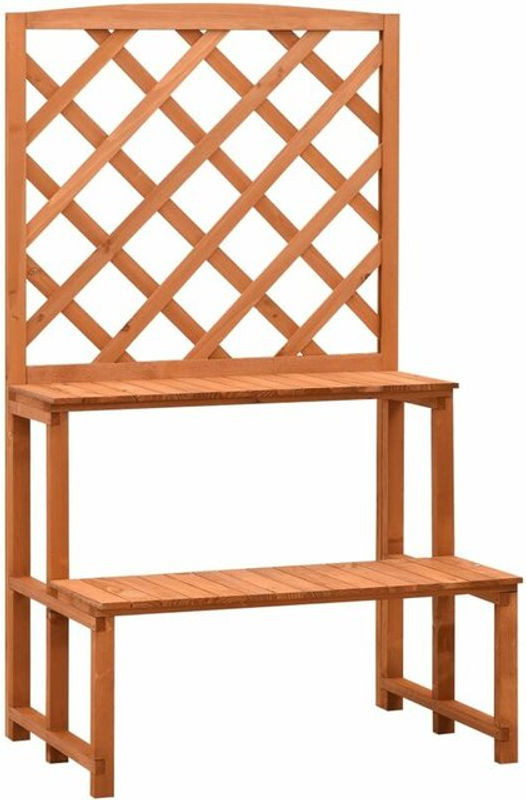 Vidaxl Blumentreppe mit Rankgitter aus Massivholz Tanne in Orange, H x B x T: 120 x 70 x 42 cm - Bild 1