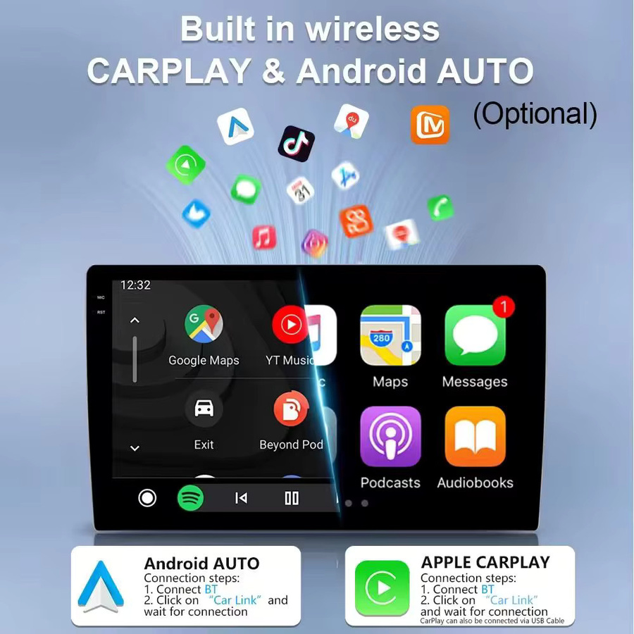 TIEYEZ Android 15 2K QLED Multimedia Autoradio mit GPS und 4G für Fiat Grand Punto 2007-2014 in Schwarz mit Carplay Touchscreen - Bild 2