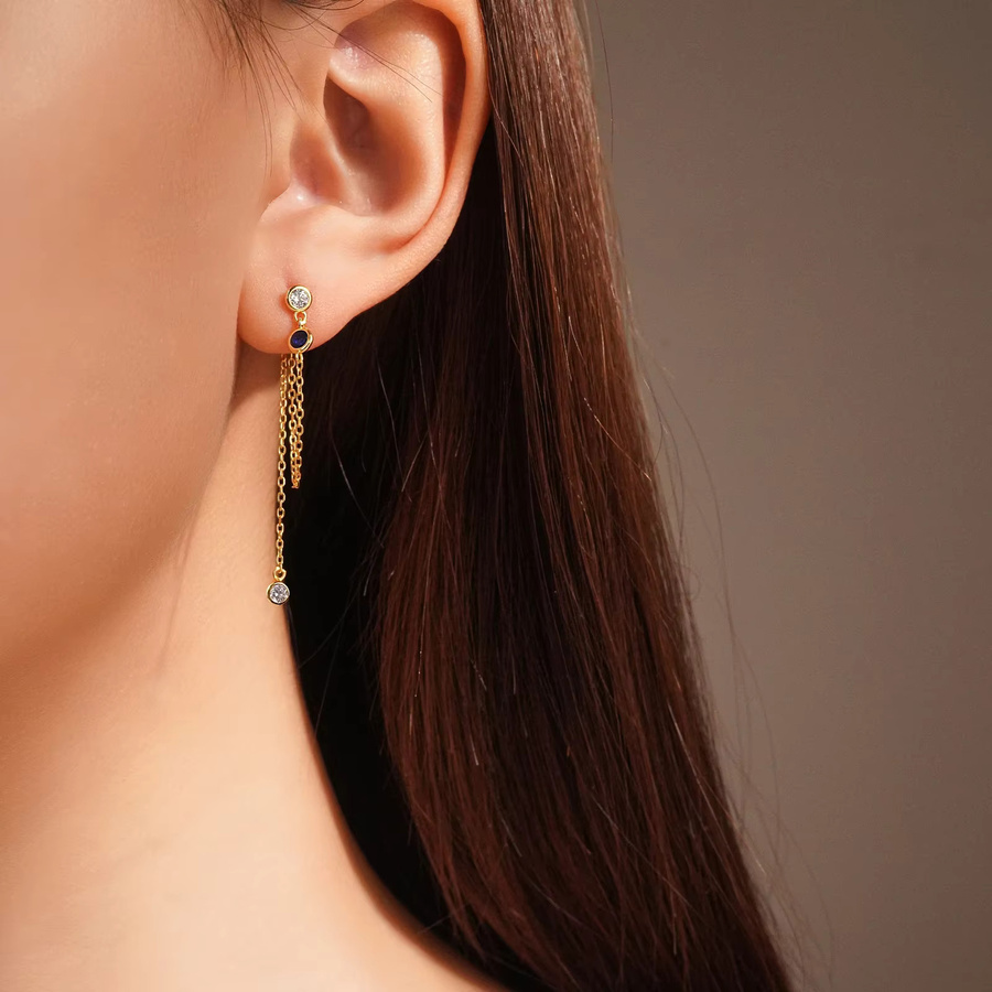 ANDYWEN Ohrstecker 925 Silber, goldfarben, Zirkonia, Damen - Bild 1