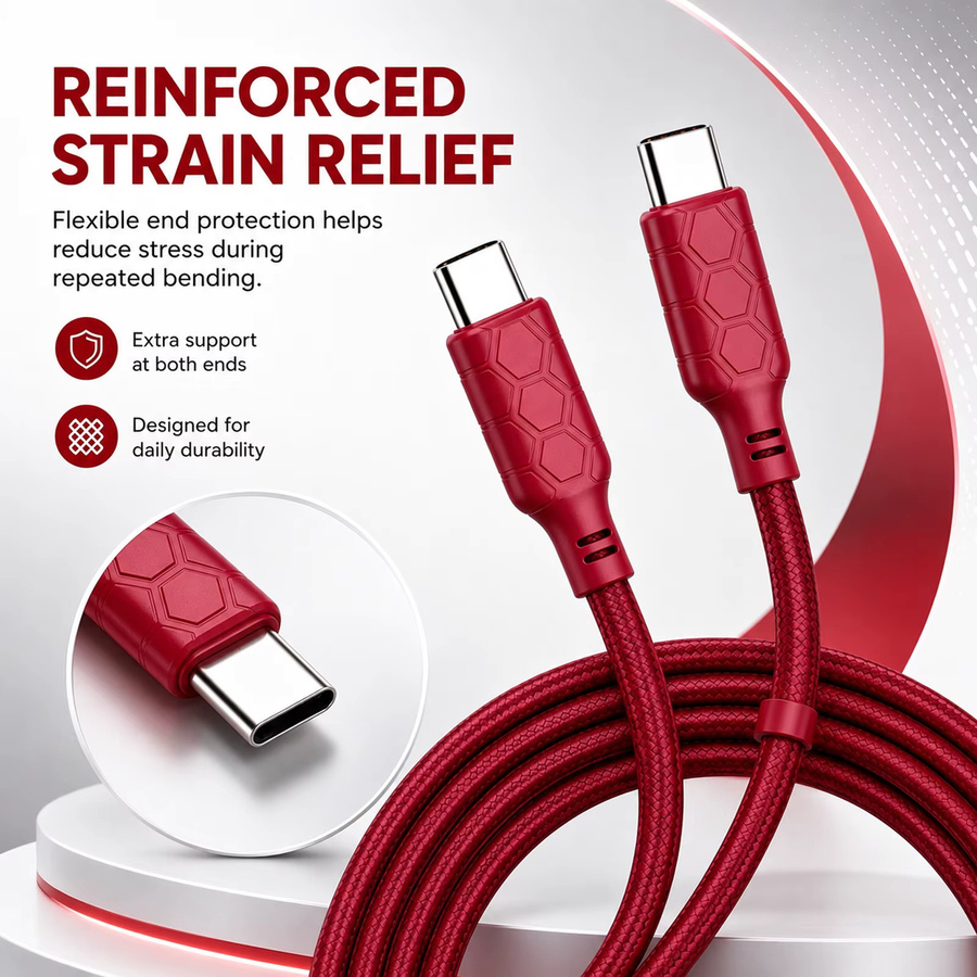 USB-C zu USB-C Kabel mit 100W PD Schnellladung und E-Marker Chip für Handy, Tablet und Laptop, Datensynchronisation 480Mbps, Grün und Rot - Bild 4