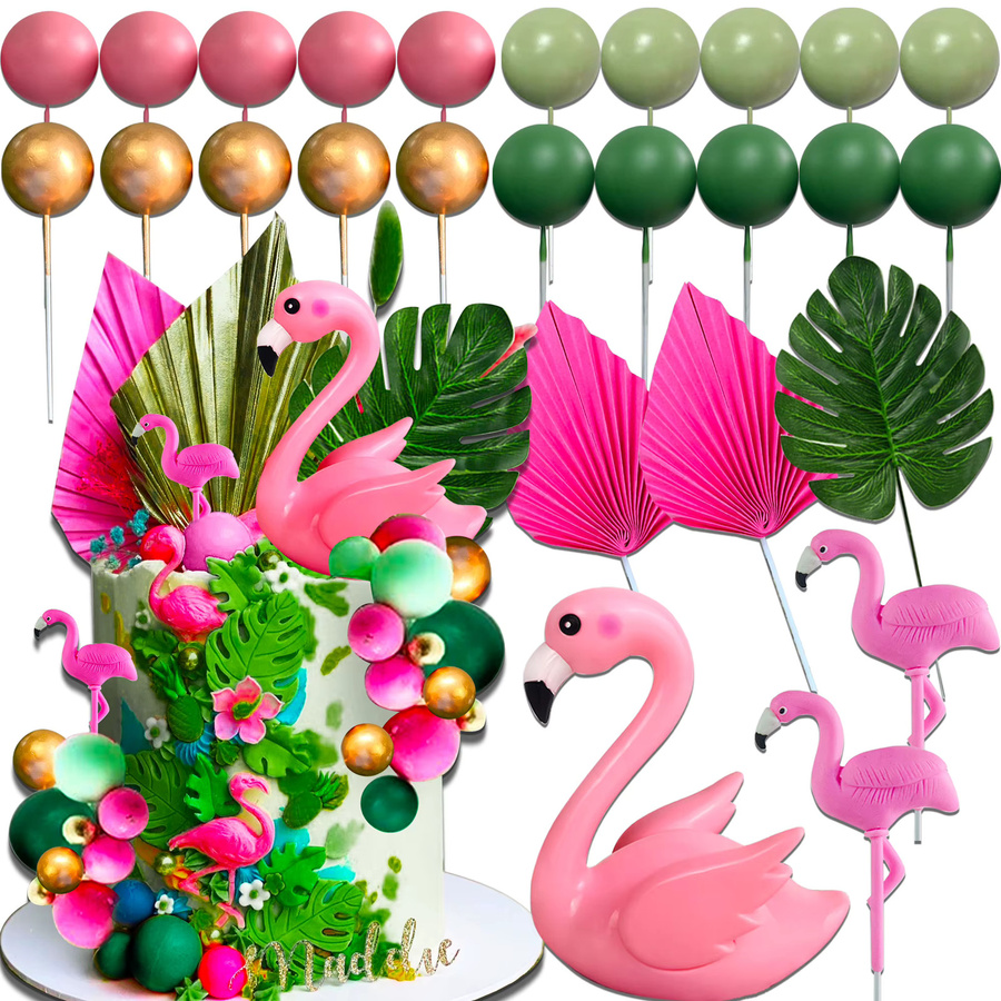 LaVenty Flamingo Kuchenaufsatz in Pink für tropische Luau und Hawaiianische Tortendekorationen - Bild 2