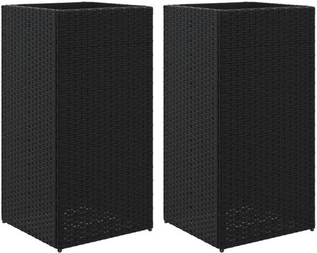 vidaXL Pflanzkübel Set aus Poly Rattan in Schwarz, 2 Stück, B/T/H: 40 x 40 x 80 cm - Bild 1