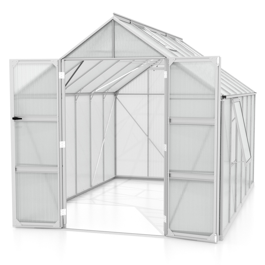 Vitavia Gewächshaus Olymp 9900 aus Aluminium mit Polycarbonat-Verglasung, Silber, B: 257 cm, T: 387 cm, H: 254 cm - Bild 2