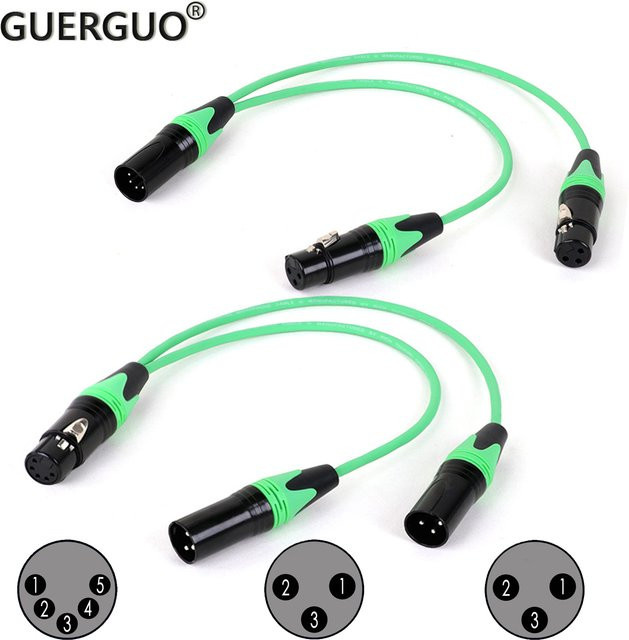GuerGuo XLR-Adapterkabel Y-Splitter, 5-polige XLR-Buchse auf Dual-3-polige XLR-Stecker und 5-poliger XLR-Stecker auf Dual-3-polige XLR-Buchse, mehrfarbig - Bild 1