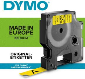 Dymo D1 Schriftbandkassette für Beschriftungen, Schwarz auf Gelb, Breite: 12 mm, Länge: 7 m - Bild 2