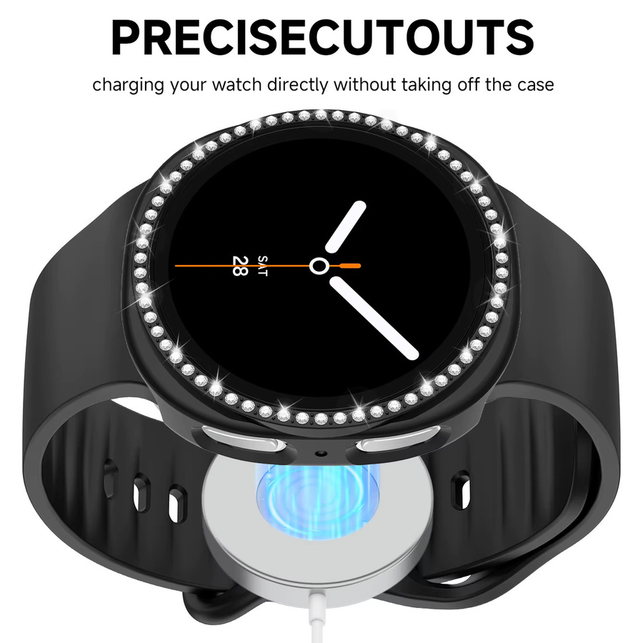 samusak Uhrenarmband-Set Samsung Watch 8 40/44 mm, Silikon, Schwarz - Bild 4