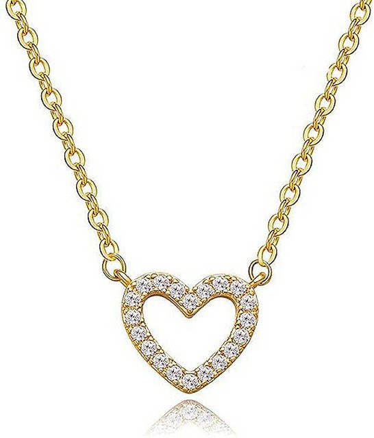 Huitan Halskette mit Anhänger, Herzform, Zirkonia, Gold, Damen - Bild 1