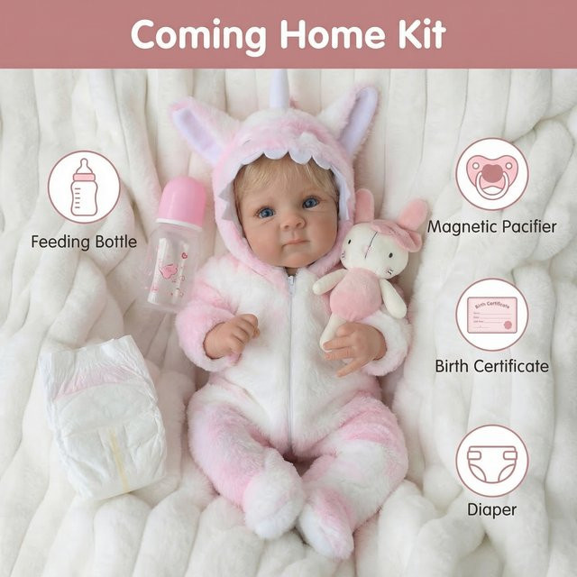 NPK Bettie Reborn-Babypuppe, 18 Zoll, Kuschelpuppe, Rosa - Bild 1
