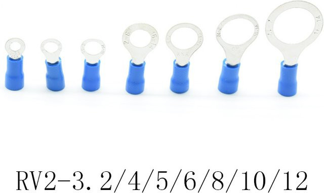 50 Stück isolierte Ringkabelschuhe RV2 in Blau für AWG Drahtverbinder und elektrische Crimp-Anschlüsse - Bild 1