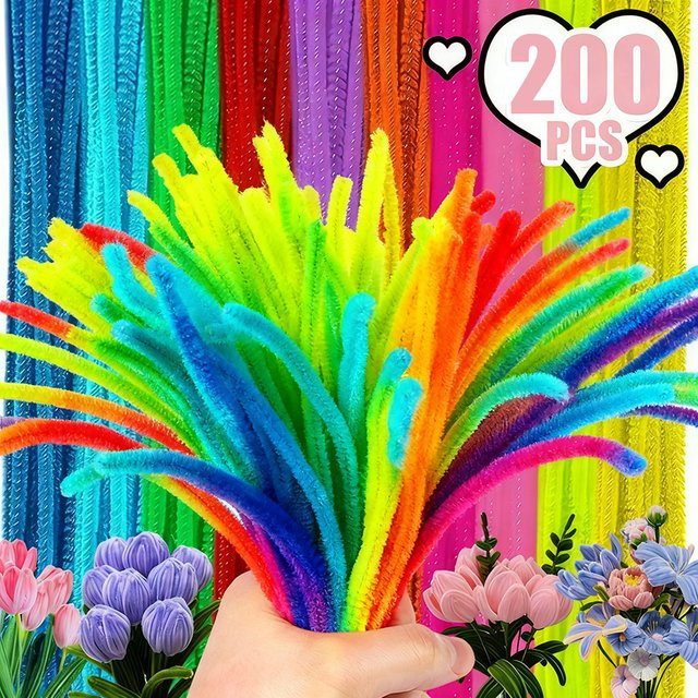 200 Stück mehrfarbige weiche Filzstifte, 30 cm DIY-Materialien für Nähen, Scrapbooking und Kunsthandwerk - Bild 1