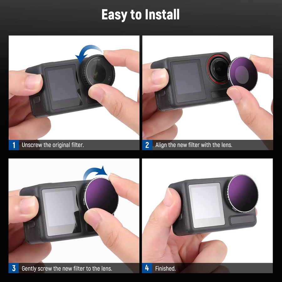 NEEWER 4er-Pack ND-Filter Set ND8 ND16 ND32 CPL für DJI Osmo Action 4 mit HD mehrfach beschichtetem optischem Glas - Bild 6