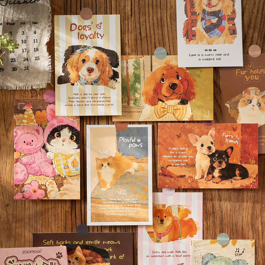 30-teiliges Set Motivationskarten mit süßen Haustier-Designs für Schüler, bunte Erinnerungskarten aus Papier mit Katzen, Hunden und Kaninchen für persönliche Wünsche und Souvenirs - Bild 1