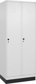 C+P Spind Classic PLUS Garderobenschrank mit Sockel, 2 Abteile, Sicherheits-Drehriegel, 4 Garderobenhaken, Farbe: 9016/9016, H x B x T: 195 x 80 x 50 cm - Bild 1