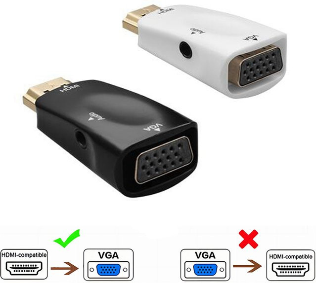 HDMI auf VGA Adapter mit 3,5mm Audio-Jack für PC und Laptop zu Projektor oder TV, Schwarz, 1080P Full HD kompatibel - Bild 1