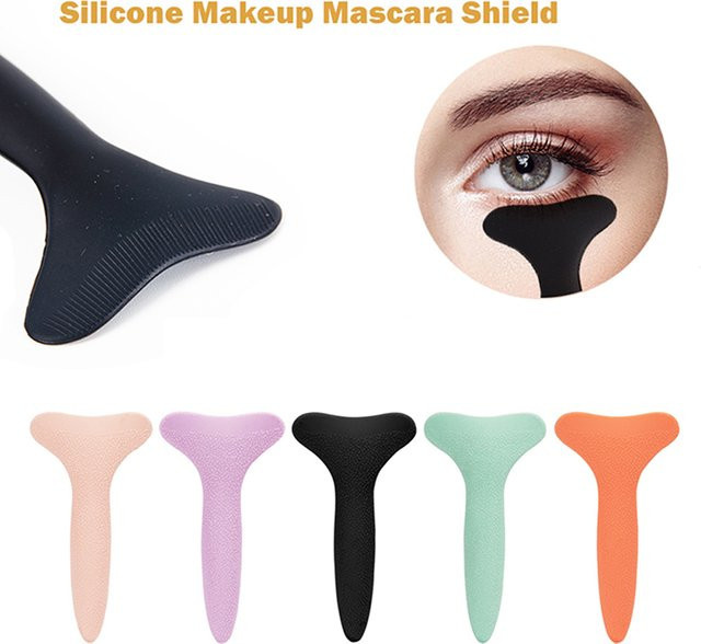 Mascara Schild Applikator mit Silikon Pinsel und Lash Stopper, Purple - Bild 1