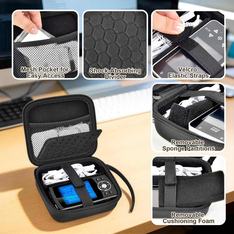 Tragetasche für TENS-Geräte von paiyule, Aufbewahrungsorganizer für Muskelstimulatoren, Ersatzpads und Kabel, Farbe: Schwarz - Bild 4