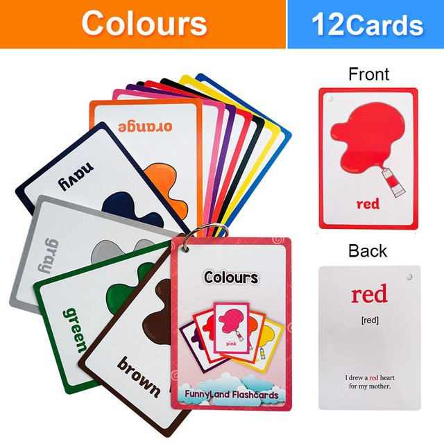 QKX Englisch Flash Karten Farben, 12-teiliges Set, Montessori Lernmittel - Bild 1