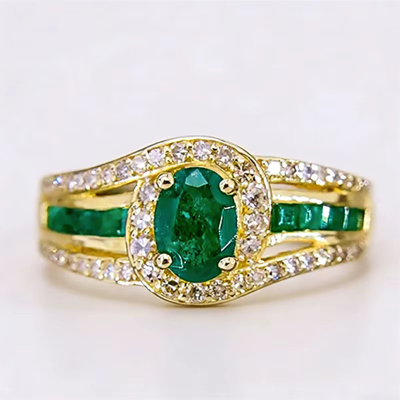 Huitan Sanfter Damenring, Kreuz-Design, grüner Zirkonia, Gold - Bild 2