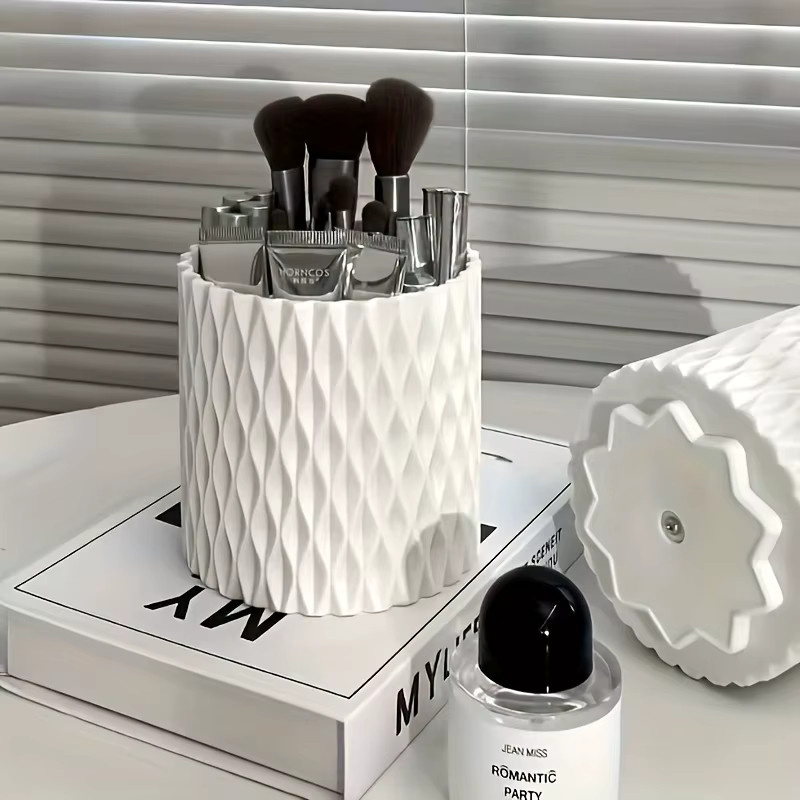 YOCITY Drehbarer Make-up-Pinselhalter und Kosmetik-Organizer in Weiß - Bild 2