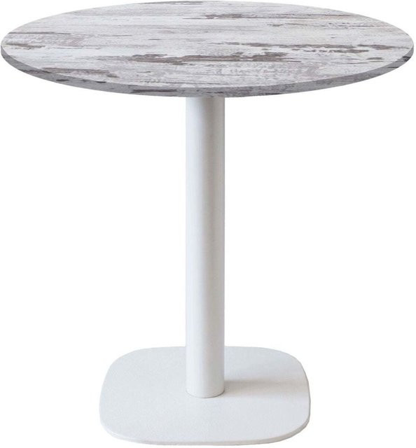 RestooTab Tisch Round runder Bistrotisch mit Eichen-Dekor und weißem Gestell, Höhe: 75 cm, Durchmesser: 70 cm - Bild 1