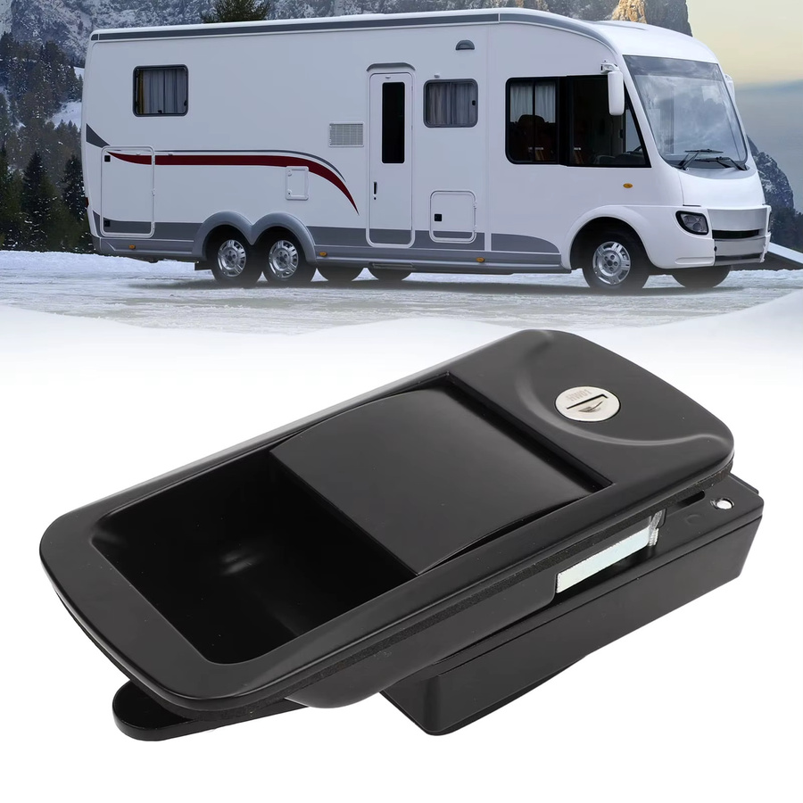 ESTINK Wohnmobil-Türschloss aus Zinklegierung mit 2 Schlüsseln, Schwarz, Unterputzmontage, B/H: 6,2 x 3 Zoll - Bild 4