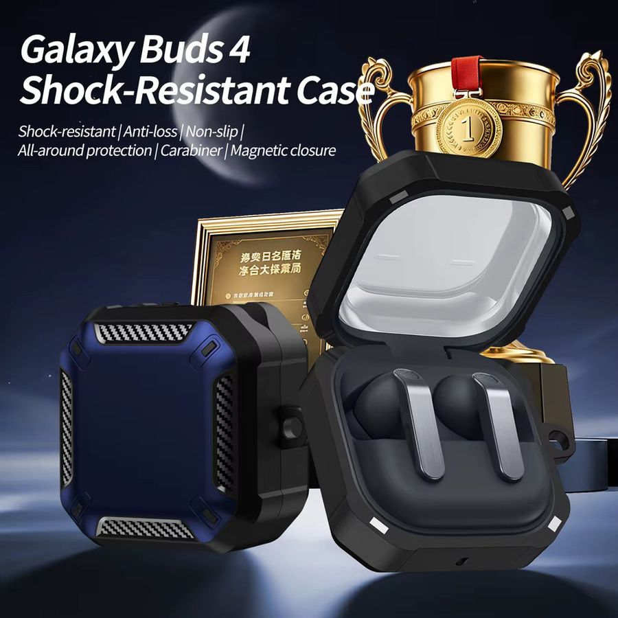 Schutzhülle für Samsung Galaxy Buds 4 / Buds 4 Pro in Blau mit Magnetverschluss und Sicherheitsschnalle - Bild 2