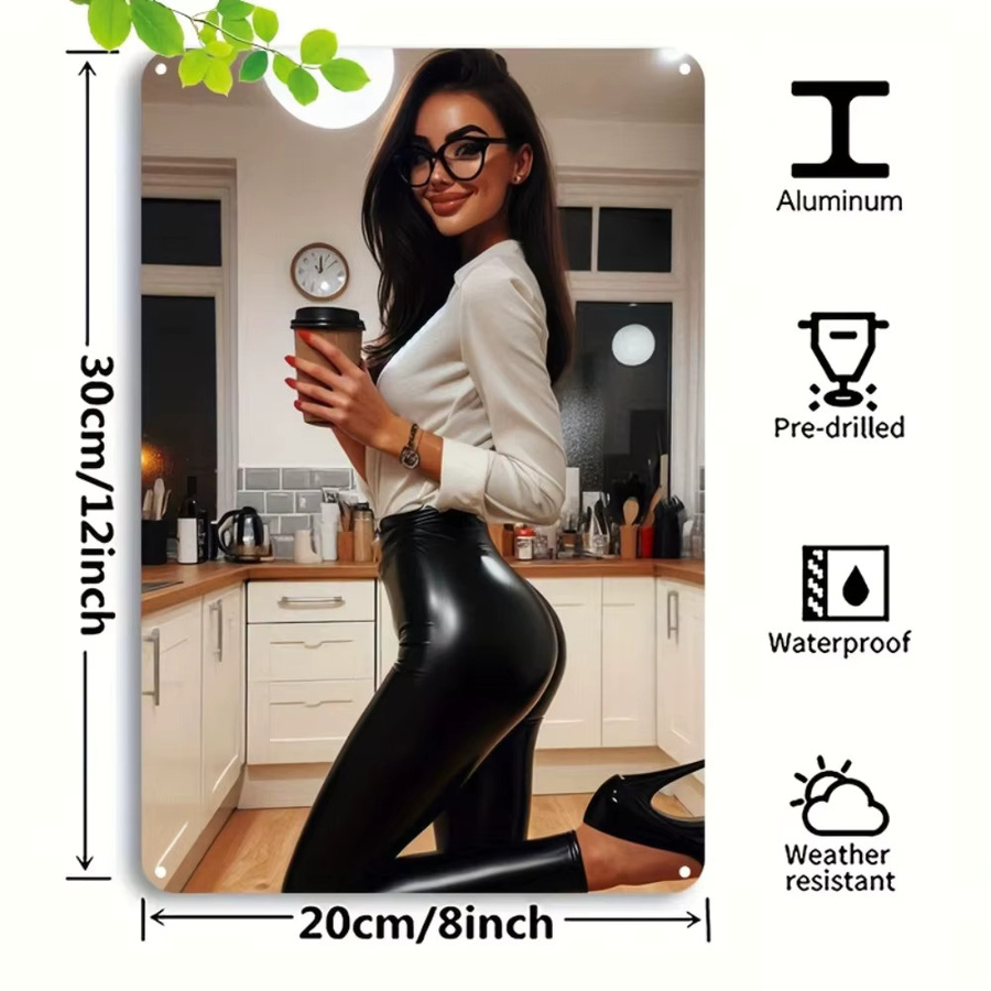HELLOYOUNG Vintage Metallschild als Wanddekoration für die Küche, rechteckiges Aluminium-Schild im Kunststil, Breite: 20,3 cm, Höhe: 30,5 cm - Bild 2