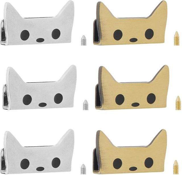 6 Stück Verschlüsse, Metall, Legierung, Katzen-Taschenverschlüsse - Bild 1
