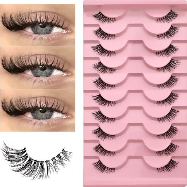 JIEFUXIN Faux Mink Wispy Halbe Wimpernverlängerungen, Unisex - Bild 1