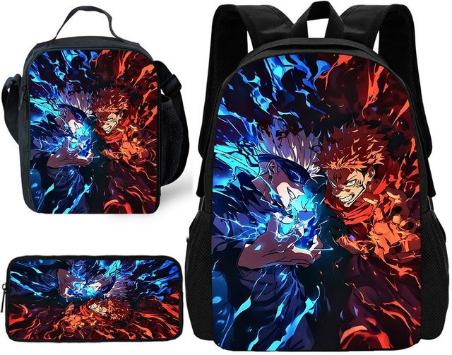 Jujutsu Kaisen Kinder Schulrucksack Set mit Brotdose und Federmäppchen in Multicolour aus Nylon - Bild 1