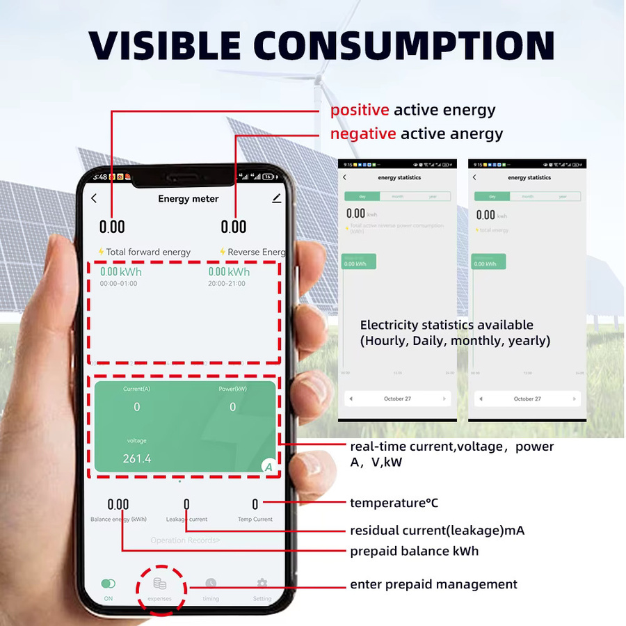 Tuya WiFi Smart Stromkreis-Schutzschalter mit Fehlerstrom-, Über- und Unterspannungsschutz, Relais-Schalter, Energie- und kWh-Zähler sowie bidirektionalem Messgerät in Weiß - Bild 1
