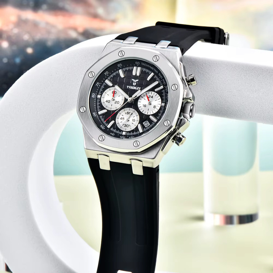 TYBERLEY Chronograph Herren, Quarz, Schwarz, Silikonarmband - Bild 2